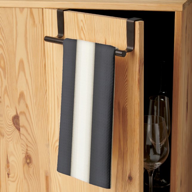 Black & White Stripes Gothic Victorian Fantasy Tea Towel (Thirds Fold)