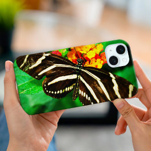 Black white stripes longwing zebra butterfly photo iPhone 15 mini case