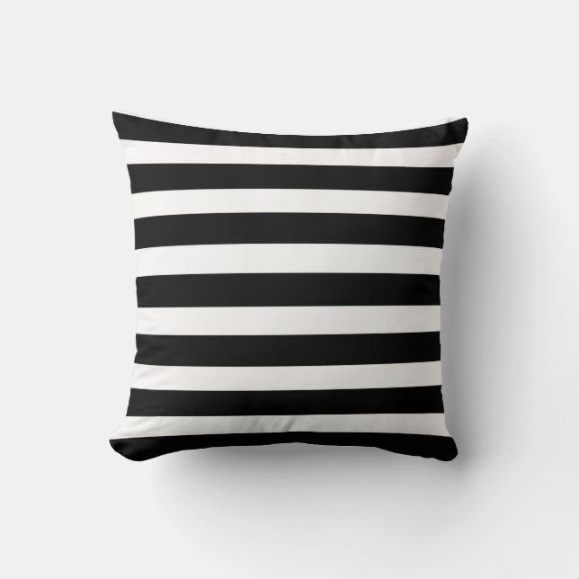 Black & White Stripes Modern Chic Cushion (Front)