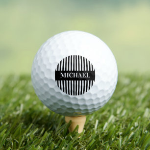 Black White Stripes Monogram Golf Balls