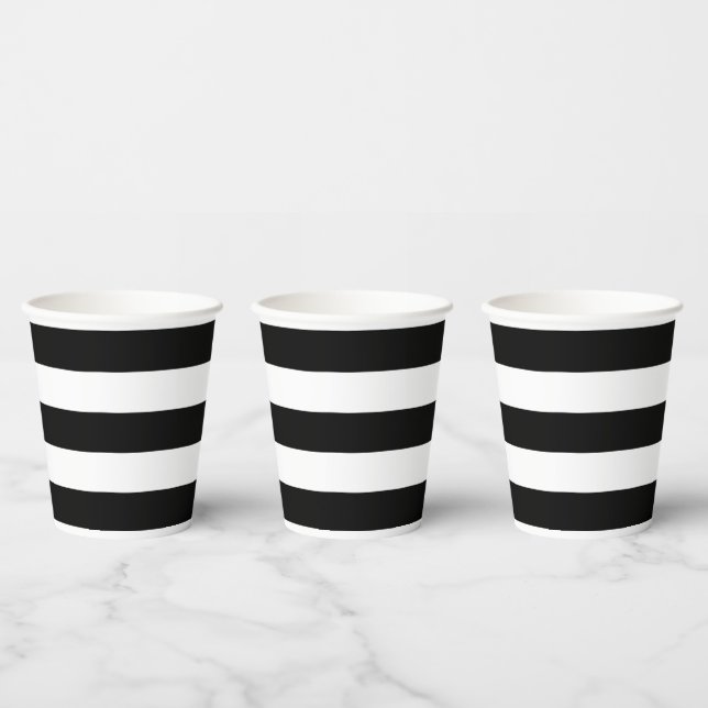 Black & White Stripes Paper Cups (Multi)