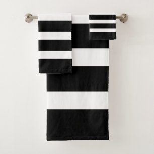 Black & white stripes pattern bath towel set
