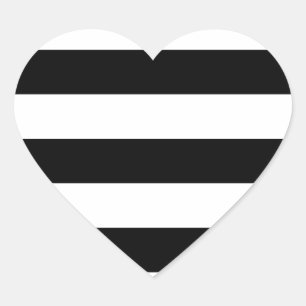 black white stripes pattern heart sticker