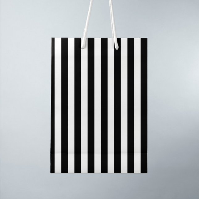Black White stripes Pattern Medium Gift Bag (Creator Uploaded)
