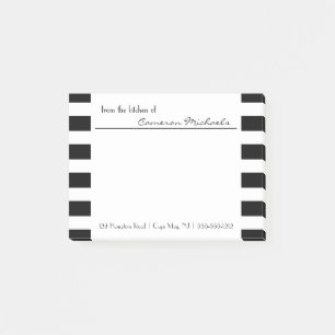 Black   White Stripes Pattern Monogram Post-it Notes