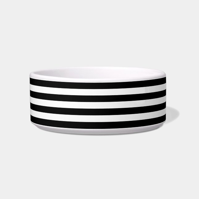 Black White Stripes Pattern {pick your colour} Bowl (Front)