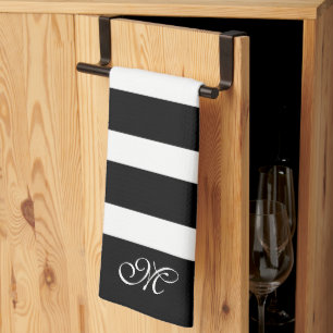 Black & white stripes pattern tea towel