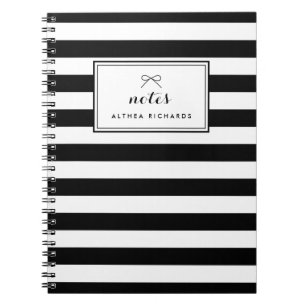 Black & White Stripes Personalised Notebook