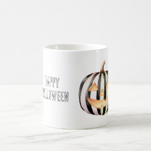 Black White Stripes Pumpkin Coffee Mug