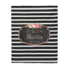 Black White Stripes Rose Gold | Monogrammed Floral