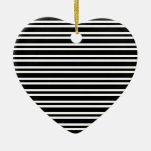 Black White Stripes Seamless Pattern Ceramic Ornament