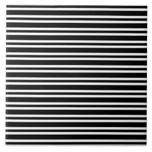 Black White Stripes Seamless Pattern Ceramic Tile