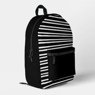 Black White Stripes Seamless Pattern Printed Backpack