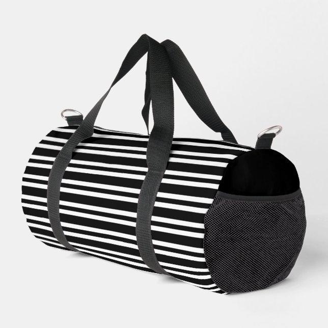 Black White Stripes Seamless Pattern Small Duffle Bag (Right Corner)