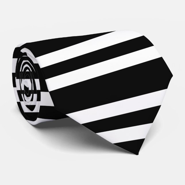 Black White Stripes Seamless Pattern Tie (Rolled)