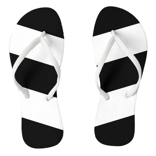 Black White Stripes Thongs (Footbed)