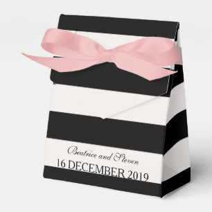Black & White Stripes Wedding Favour Box