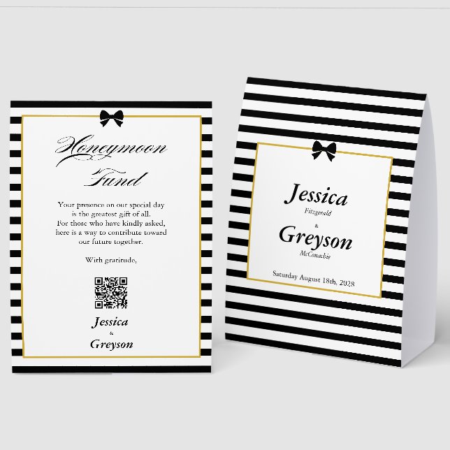 Black White Stripes Wedding In Loving Memory List (Front/Back)