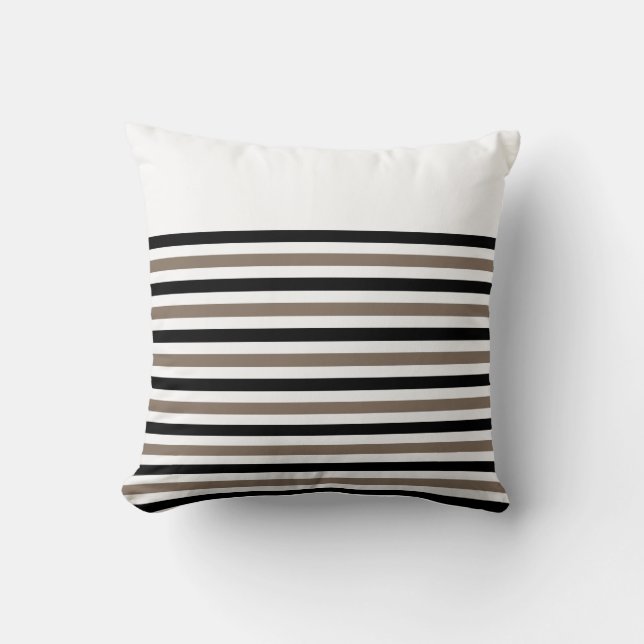 Black White Stripes with CUSTOMIZABLE ACCENT Cushion (Front)