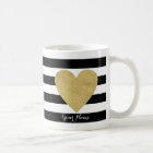 Black & White Stripes with Gold Foil Heart
