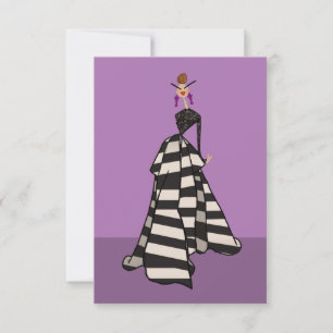 Black & White Stripes Woman Fashion Art Card