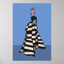 Black & White Stripes Woman Fashion Illustration