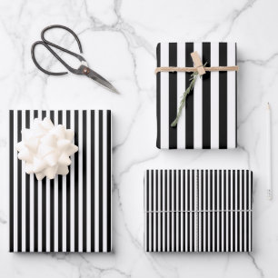 Black & White Stripes Wrapping Paper Sheet