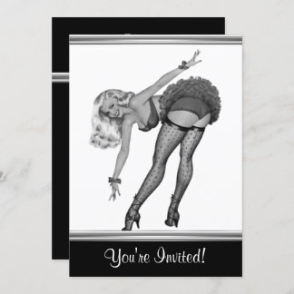 Black & White Style Pin-Up Girl 19 Invitation