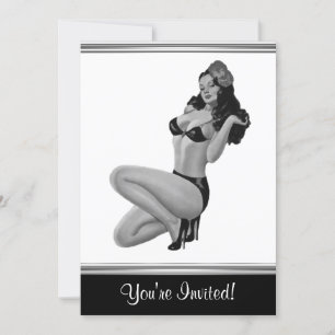 Black & White Style Pin-Up Girl 20 Invitation