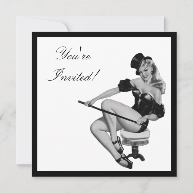 Black & White Style Pin-Up Girl 5 Invitation (Front)