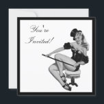 Black & White Style Pin-Up Girl 5 Invitation<br><div class="desc">Invitation Party Event Special Occasion. Black & White Style Pin-up Girl number 5 SQUARE Holiday Invites Simple Elegant</div>