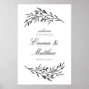 Black & White Styled Meadow Wedding Welcome Poster