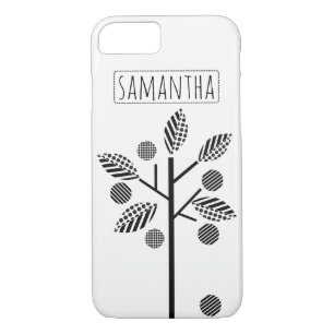 Black, white stylised tree and fruit modern iPhone 8/7 case