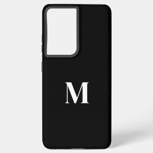 Black White Stylish Elegant Custom Name Monogram Samsung Galaxy Case