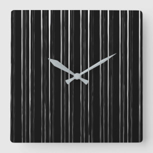Black/White Stylish Irregular Stripe Pattern Square Wall Clock