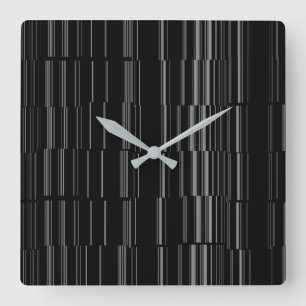 Black/White Stylish Irregular Stripe Pattern Square Wall Clock