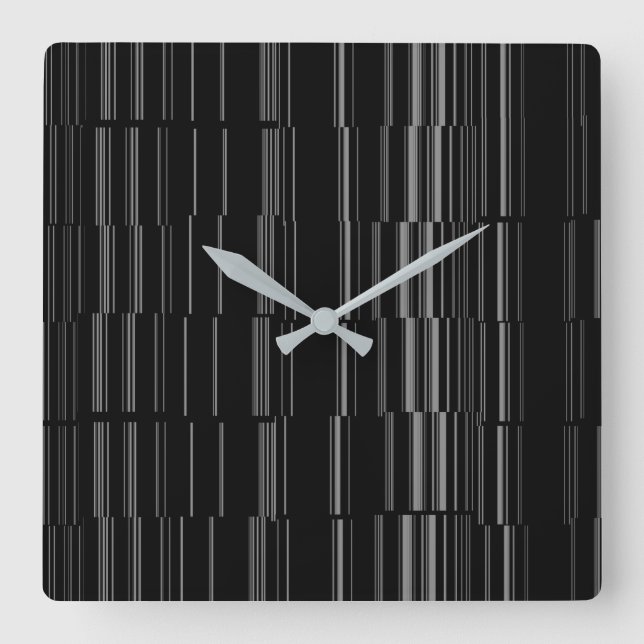 Black/White Stylish Irregular Stripe Pattern Square Wall Clock (Front)