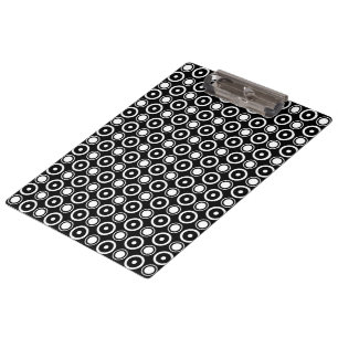Black White stylish polka dots black background Clipboard