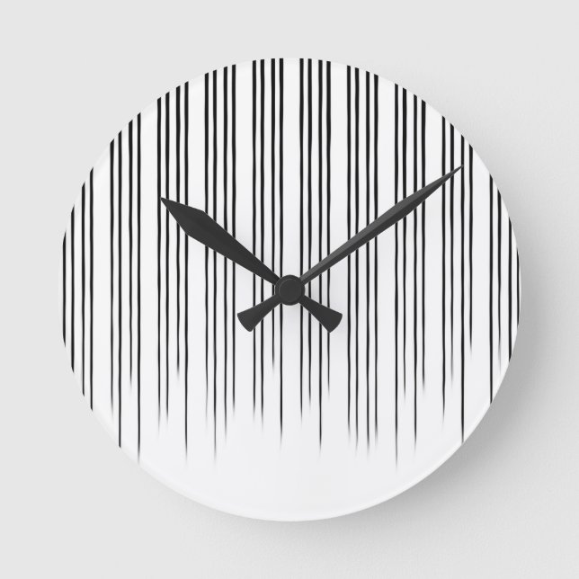 Black/White Stylish Stripe Pattern Round Clock (Front)
