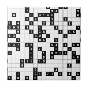 black white sudoku ceramic tile