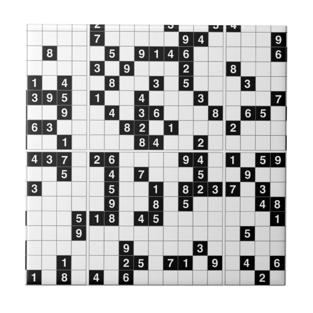 black white sudoku ceramic tile (Front)