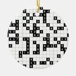 black white sudoku ceramic tree decoration