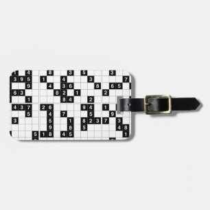 black white sudoku luggage tag