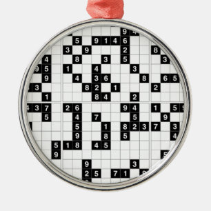 black white sudoku metal ornament