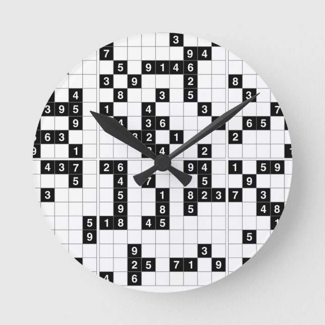 black white sudoku round clock (Front)