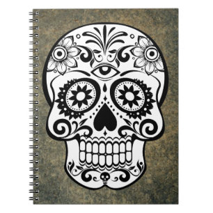 Black & White Sugar Skull Slate Notebook