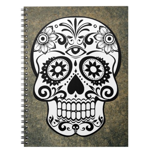 Black & White Sugar Skull Slate Notebook (Front)