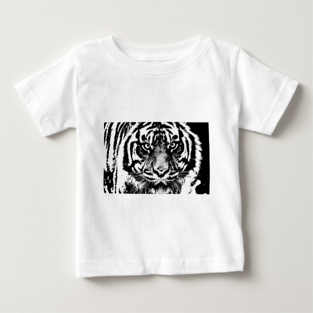 Black White Sumatran Borneo Tiger Eye Artwork Baby T-Shirt (Front)