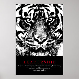 Black White Sumatran Tiger Motivational Leadership Poster