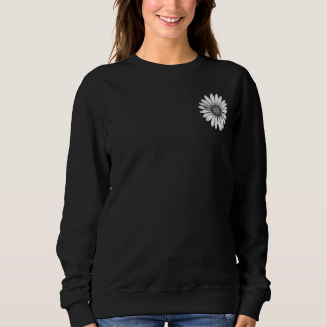 Black & White Sunflower Bloom Hoodie (Front)